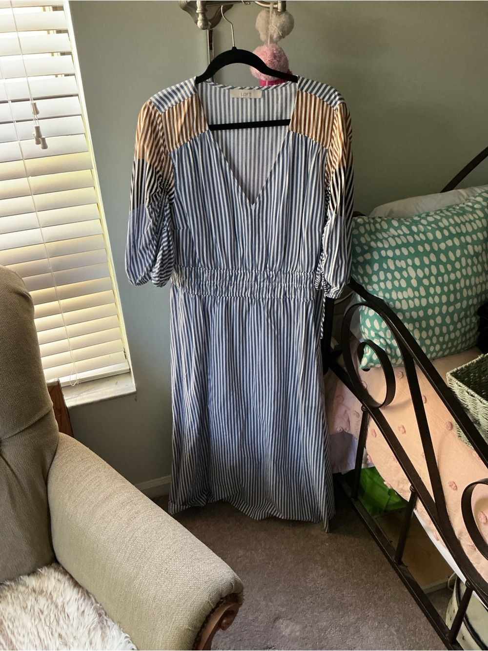 LOFT Size 16 Striped Women’s Dress with Shoulder and Arm Detail